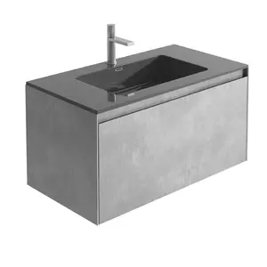 900mm Single Bathroom Vanity with Integrated Polyglomerate Basin Concrete / Black