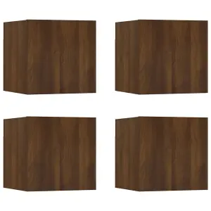 Berkfield Wall Mounted TV Cabinet 4 pcs Brown Oak 30.5x30x30 cm