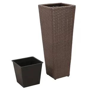 Berkfield Garden Raised Beds 3 pcs Poly Rattan Brown