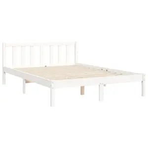 Berkfield Bed Frame with Headboard White 140x200 cm Solid Wood