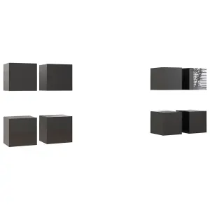 Berkfield Wall Mounted TV Cabinets 8 pcs High Gloss Grey 30.5x30x30 cm