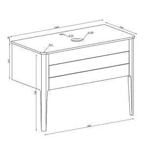 Sutton White Floor Standing Bathroom Vanity Unit with Ceramic Worktop (W)980mm (H)700mm