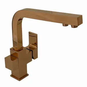 ENKI Turin Modern Rose Gold Square 3-Way Filter Mixer Tap for Kitchen Sink