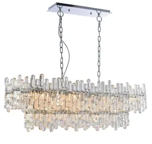 Ceiling Pendant Light Chrome Plate & Clear Glass 12 x 40W E14 Dimmable