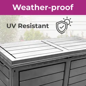 320L Litre Dark Grey Plastic Waterproof Outdoor Garden Storage Box