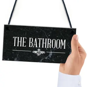 The Bathroom Hanging Sign Bathroom Toilet Decor Marble Theme Home Gift