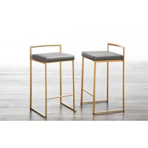 Daggett 68.5cm Bar Stool (Set of 2) Gold / White / Counter Stool (27" Seat Height)