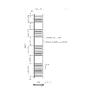 Rinse Straight Bathroom Heated Towel Rail Ladder Radiator Anthracite 1800x300mm