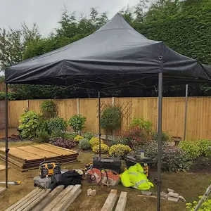 Vaunt Gazebo Heavy Duty Steel Black Outdoor Work Shelter 3m x 3m Tent V1903200