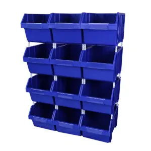 12 Plastic Storage Bins Stacking Boxes Parts Storage Set