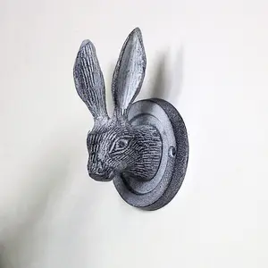 Melody Maison Grey Hare Head Coat Hook 8.5cm x 13cm