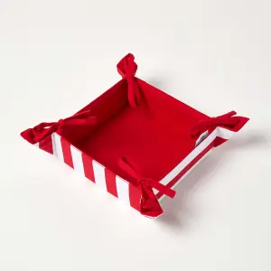 Homescapes Red Stripe Reversible Bread Basket