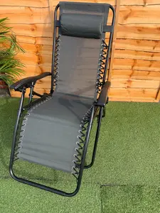 2 x Grey Zero Gravity Chair Lounger