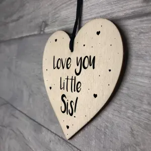 Novelty Little Sister Gift Wood Heart Love Plaque Birthday Christmas Gift Keepsake