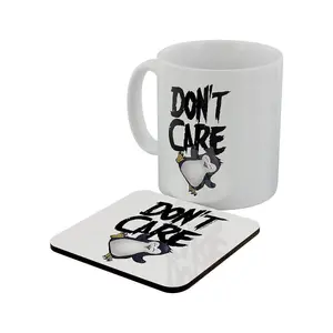 Psycho Penguin Dont Care Mug & Coaster Set White (One Size)