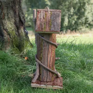 Natural Bark Three Tier Bird House Nesting Box Decorative Garden Wood Bird Nesting Box