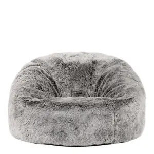 Icon Kids Faux Fur Fluffy Bean Bag Chair Arctic Wolf Grey