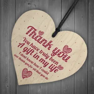 Red Ocean Thank You Gift Colleague Teacher Mentor Nursery Nurse Friendship Wooden Hanging Heart Plaque Gift