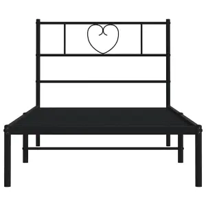 Berkfield Metal Bed Frame with Headboard Black 90x200 cm