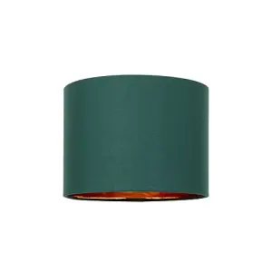 Modern Forest Green Cotton Fabric Small 8 Lamp Shade with Shiny Copper Inner