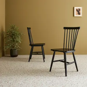 sweeek. Pair of wooden dining chairs Romie Black 50.8x44.2x90 cm