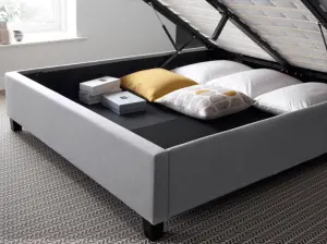 Brandon Grey Fabric Ottoman Bed King Size