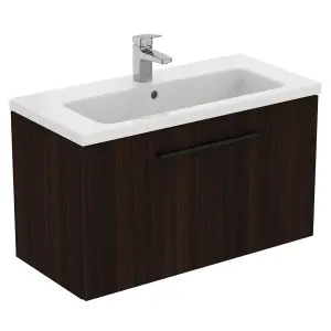 Ideal Standard i.life S Compact Matt Coffee Oak effect Wall-mounted Bathroom Vanity unit (H) 440mm (W) 800mm