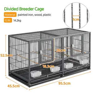 Yaheetech Black Stackable Wide Bird Cage Divided Breeder Cage