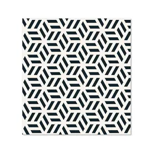 Geometric Monochrome Hexagonal Pattern Premium Glass Kitchen Splashback W900mm x H750mm