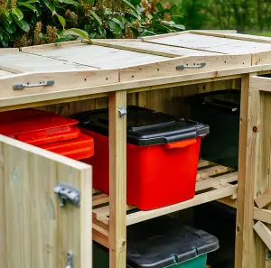 Shireburn 2 Wheelie Bin/4 Recycle Box Store - Timber - L80.4 x W261.5 x H120 cm