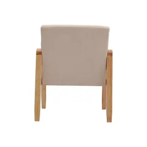 Modern Wooden Frame Beige Upholstered Armchair Recliner Chair Sofa Chair