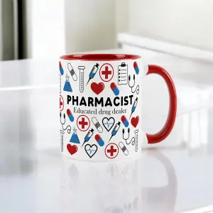 Pharmacist Mug - Humorous Medical Themed Trades Funny Novelty Gift - Tea/Coffee Hot Drinks Red Ceramic Cup Present