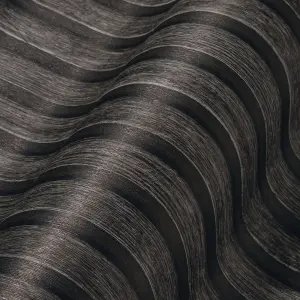 AS Creation Wooden Slats Panelling 3D Wood Panel Stripe Non Woven Wallpaper Charcoal Black 39109-4