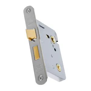 UAP Classic 3 Lever Bathroom Sash Lock - Radius - 65mm / 2.5"- Satin Stainless Steel