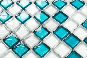 Glass mosaic on mesh for bathroom or kitchen 300mm x 300mm - Laguna