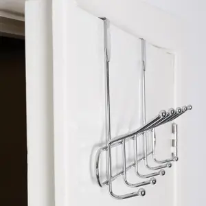 Interiors by Premier Over Door Hanger, 10 Silver Ball Hooks Door Hanger, Space-Saving Door Hanger for Bedroom or Washroom Door