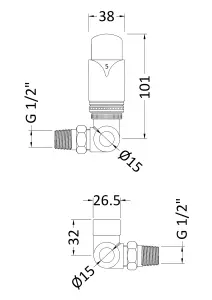 Luxury Corner Thermostatic Radiator Valves, Sold in Pairs - Chrome