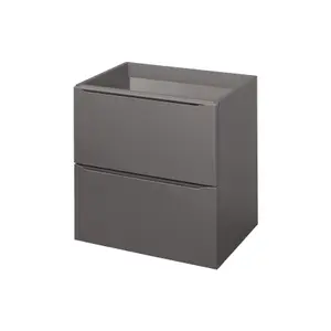 GoodHome Imandra Gloss Anthracite Wall-mounted Bathroom Vanity unit (H) 600mm (W) 600mm