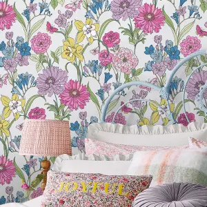 Laura Ashley Gilly Multicolour Floral Smooth Wallpaper