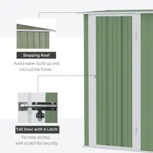 Outsunny Outdoor Storage Shed Steel Garden Shed w/ Lockable Door Light Green