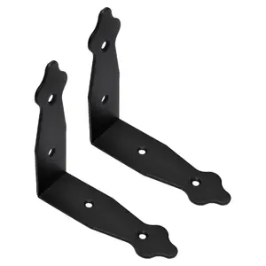 Pack of 2 x Black Corner Brackets - 115 x 115 mm Steel Right Angle Braces L Shaped Retro Decorative Metal Bracket 90 Degree Corner