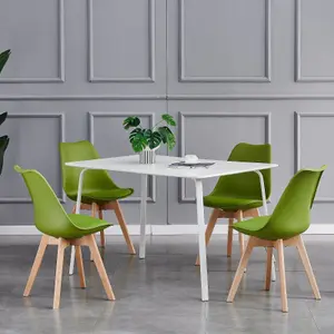 Single Dining Chair with Solid Wooden Legs and Seat Cushion Pad - Eva by MCC