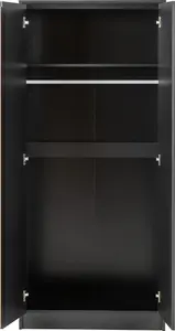 Malvern 2 Door Wardrobe in Black Finish Hanging Rail and Shelf