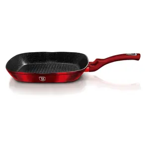 BERLINGER HAUS 28cm Burgundy Square Grill Pan Fry Frying Marble Non Stick Griddle Steak