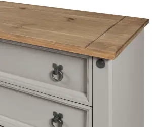 Mercers Furniture Corona Grey Wax Small 5 Drawer Chest of Drawers Solid Pine with Mexican Styling