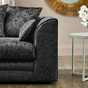 Bella Crushed Velvet Right Hand Facing Corner Sofa Black