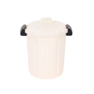 Cream Clip Top Storage Bin 25L Medium Waste Paper Bin Toy Storage Pet Food Tub