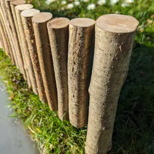 1.2m Hazel Log Roll Flexible Lawn Edging - 20cm Height