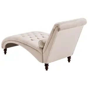 Velvet Chaise Lounge Beige MURET