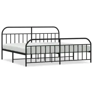 Berkfield Metal Bed Frame with Headboard and Footboard Black 200x200 cm